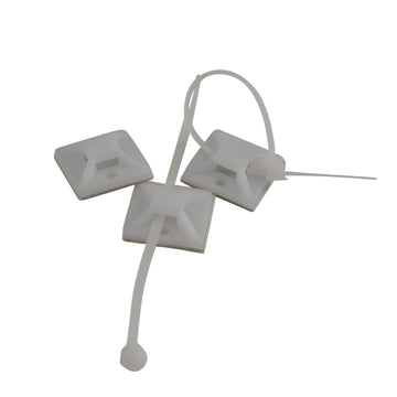 UNITEC Befestigungssockel mit Kabelbinder 19 x 19 mm, 10 Stück, weiß