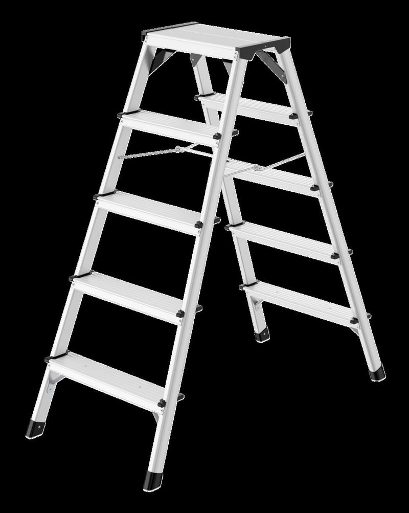 Hailo Alu-Doppelstufenleiter D60, 2x5 Stufen