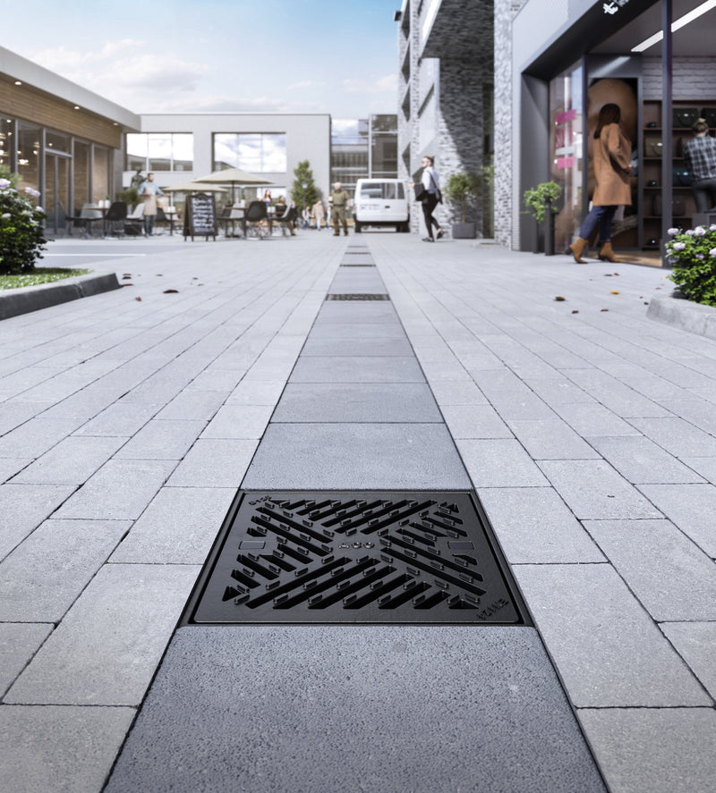 ACO Multipoint Punkteinlauf DN 110, Gussabdeckung im Strahlendesign
