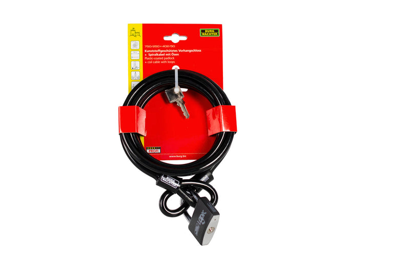 Burg-Wächter Universal-Seil 750 Spiralkabel schwarz, 10 mm x 250 cm