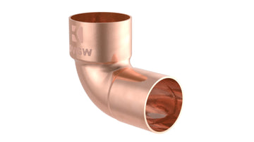 Schütte CU Winkel 90° blank aus Kupfer, 28 mm mit 1 Muffe