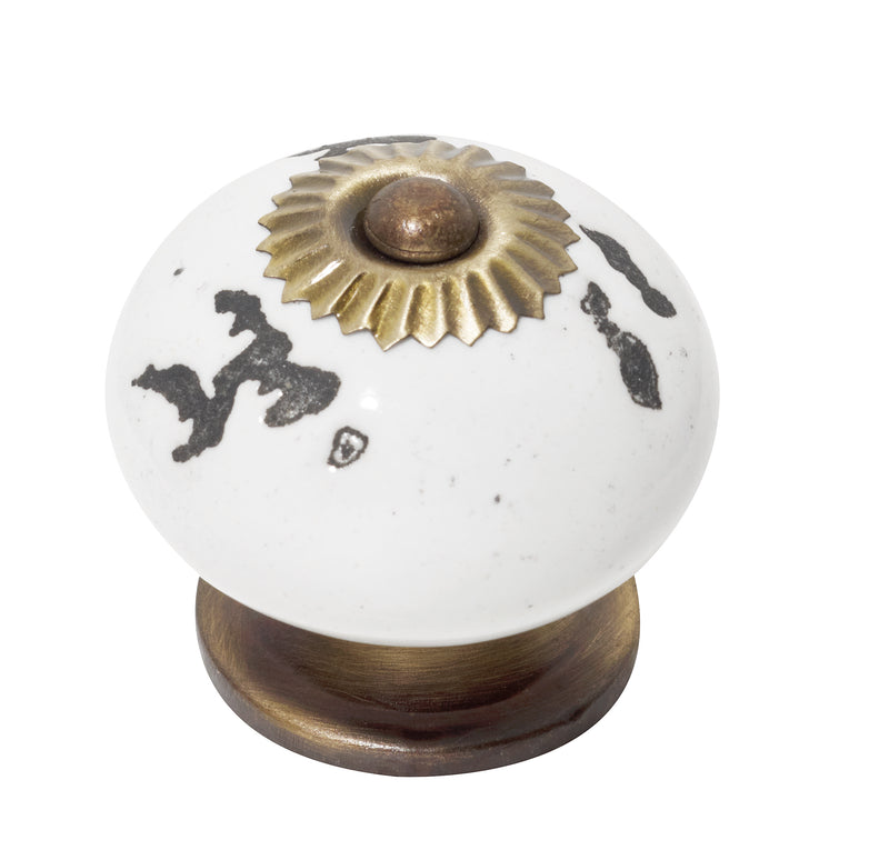 HSI Möbelknopf Flora Keramik weiß, ø 40 mm, Knopfgriff