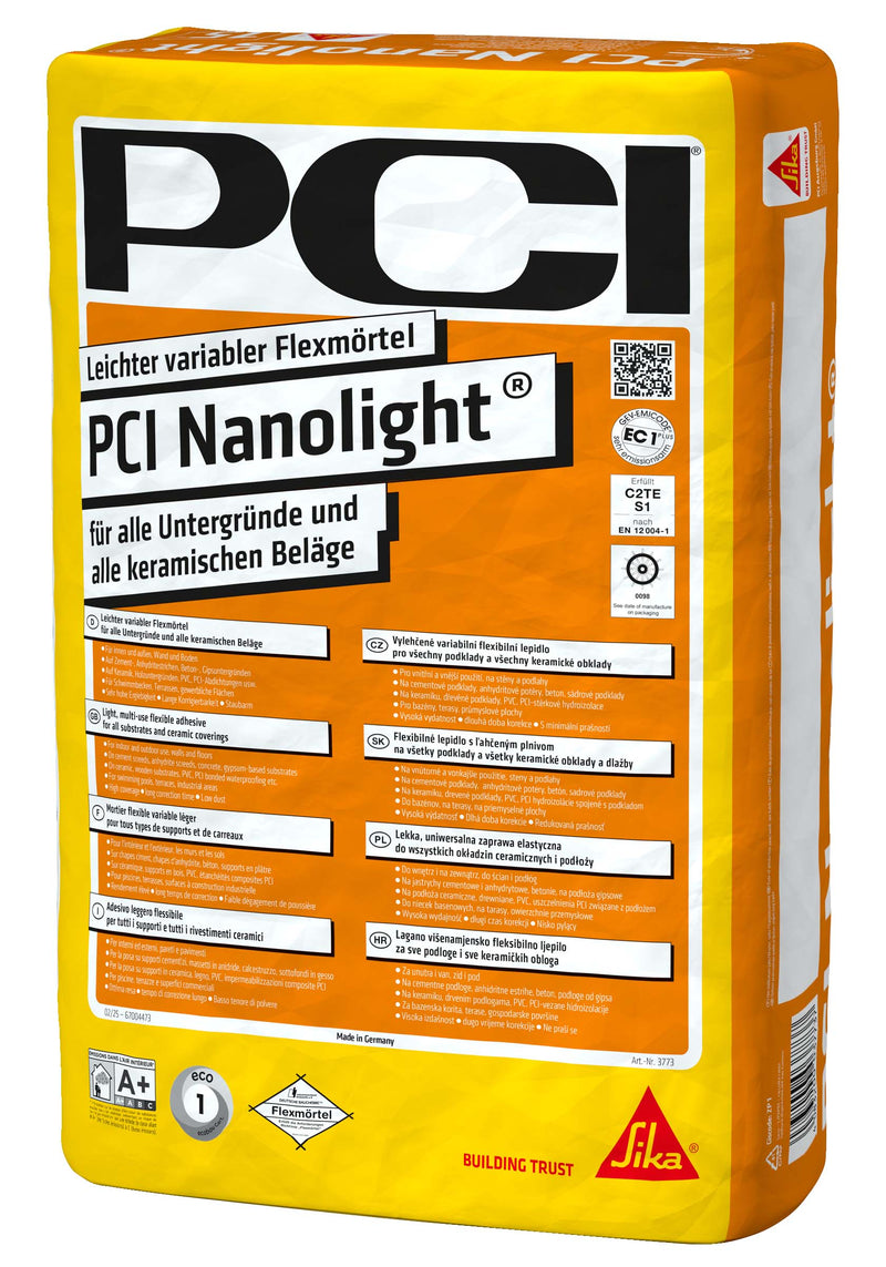 PCI Nanolight Flexmörtel grau 15 kg Sack, leichter variabler Zementkleber