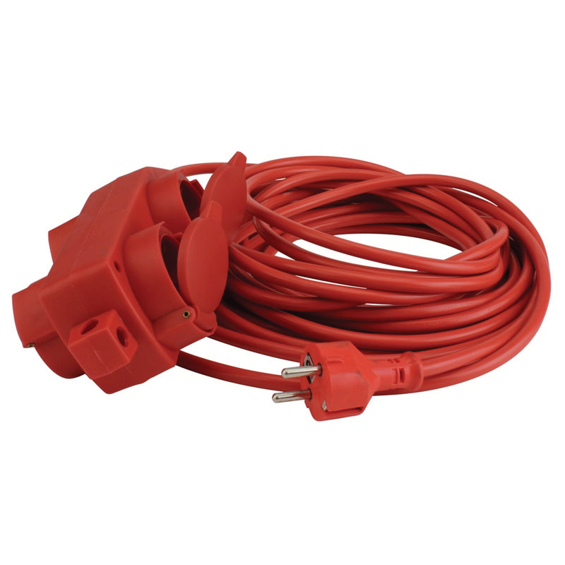 UNITEC Tischsteckdose rot, IP40, 4-fach mit 10 m Kabel H05VV-F 3G1,5 mm²