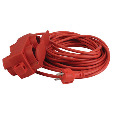 UNITEC Tischsteckdose rot, IP40, 4-fach mit 10 m Kabel H05VV-F 3G1,5 mm²