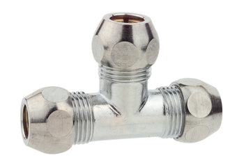 Schütte MS T-Stück 3/8" x 10 mmQ aus Messing, verchromt