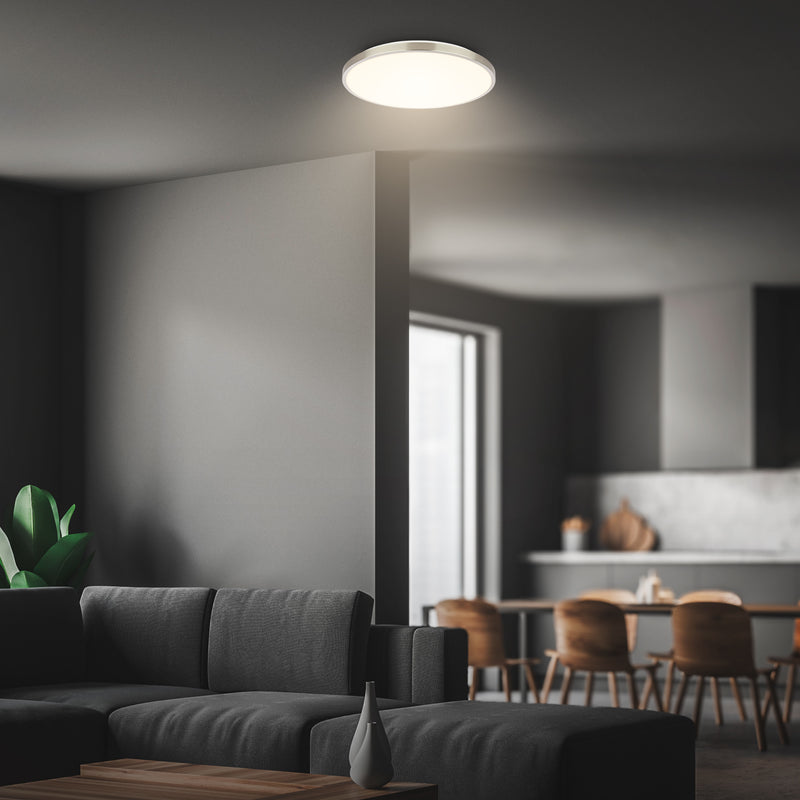 BRILONER Opal Nickel Deckenleuchte mit LED-Dekorblende, 3000K, IP20
