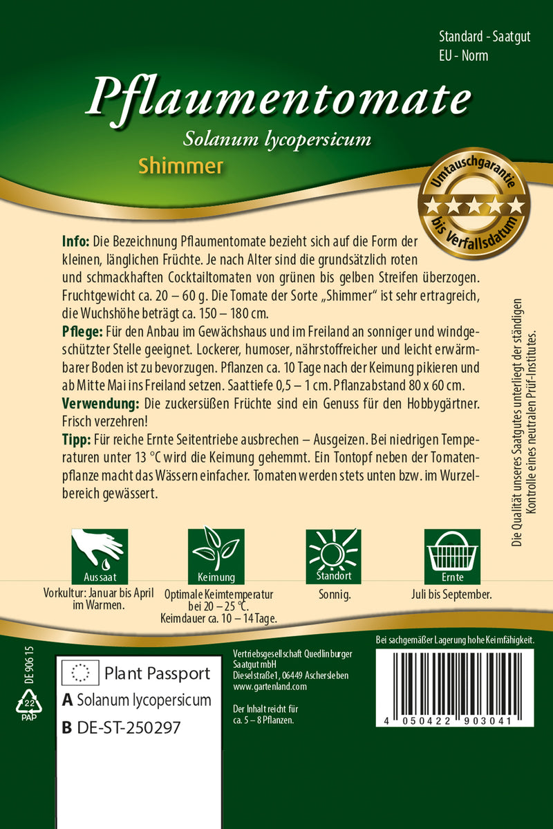 QUEDLINBURGER SAATGUT Pflaumentomate Shimmer (Gemüsesamen)