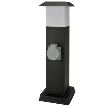 Inter-Union Stromverteiler schwarz mit Edelstahlsäule und Leuchte