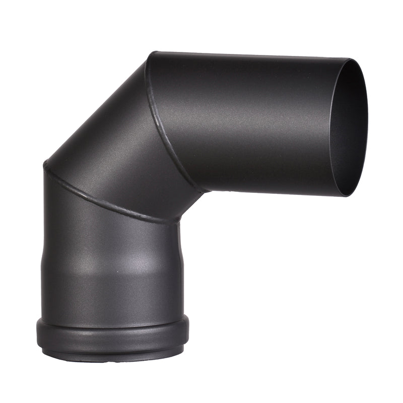 FIREFIX Pelletofenrohrbogen Ø80 90° starr schwarz, Stahlblech 1,20 mm, Länge 185 mm