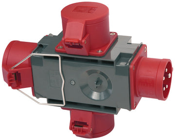 brennenstuhl Kreuzverteiler CEE 400 V/16 A grau/rot, 3x CEE Kupplungen