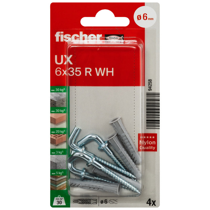 Fischer Universaldübel UX WH K, 4 Stück