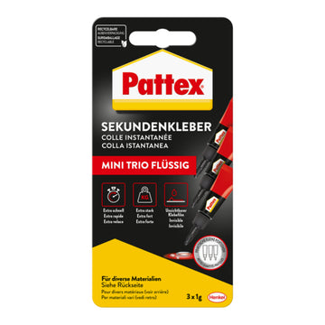 Pattex Sekundenkleber Mini Trio, 3x1 g, Ausführung als Klebstoff-Set