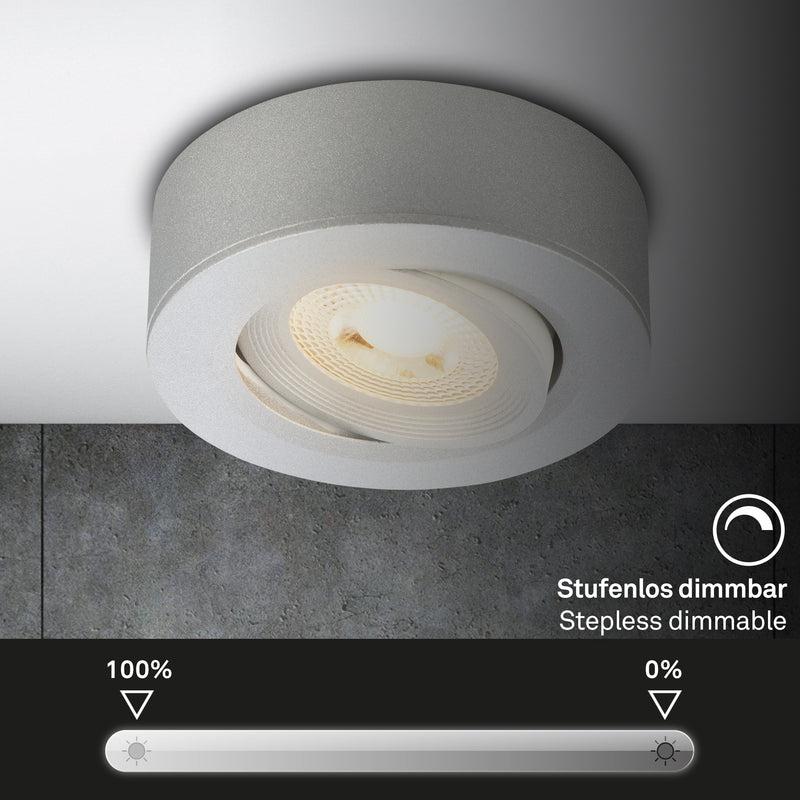 BRILONER Leuchten Aufbauleuchte LED dimmbar flach Chrom