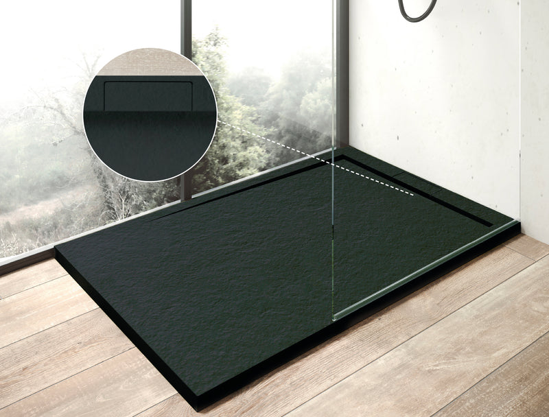 Ottofond Duschwanne Zona anthrazit, Mineralguss, Extraflach