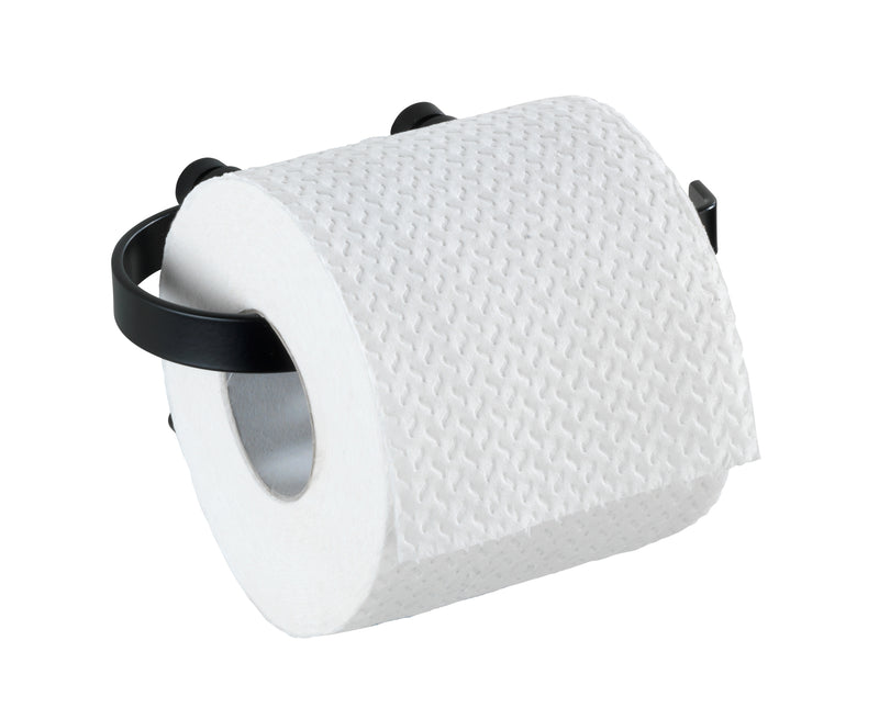 WENKO Classic Plus schwarzer Toilettenpapierhalter ohne Deckel aus Stahl