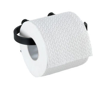 WENKO Classic Plus schwarzer Toilettenpapierhalter ohne Deckel aus Stahl