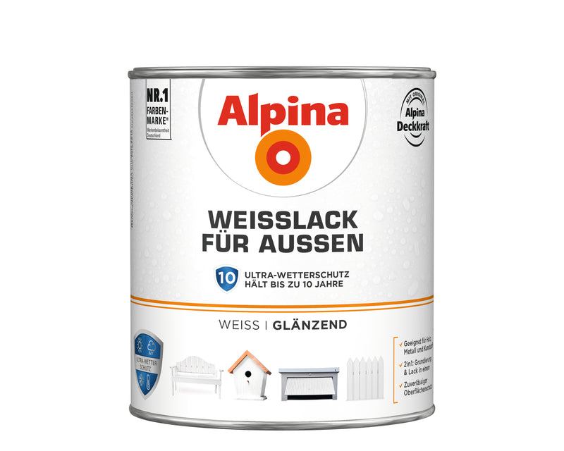 Alpina Weißlack für außen glänzend weiß
