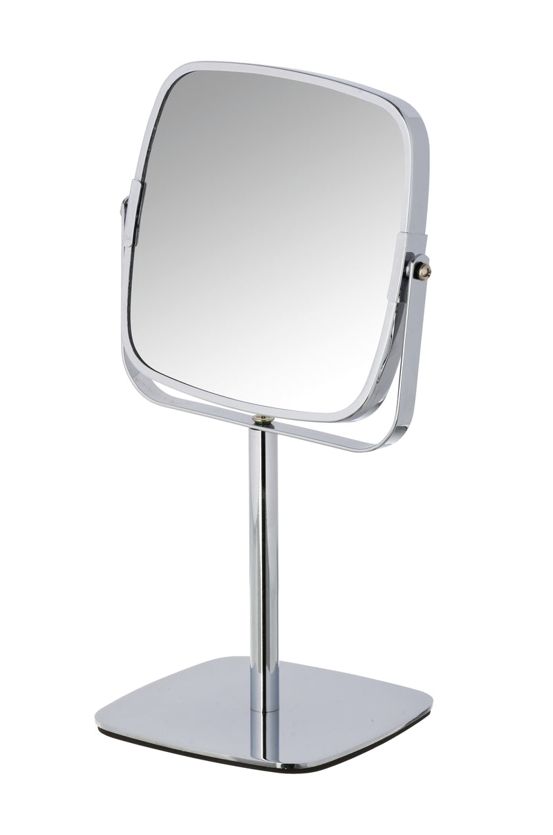 WENKO Kare Kosmetik-Standspiegel quadratisch silber, 5-fache Vergrößerung