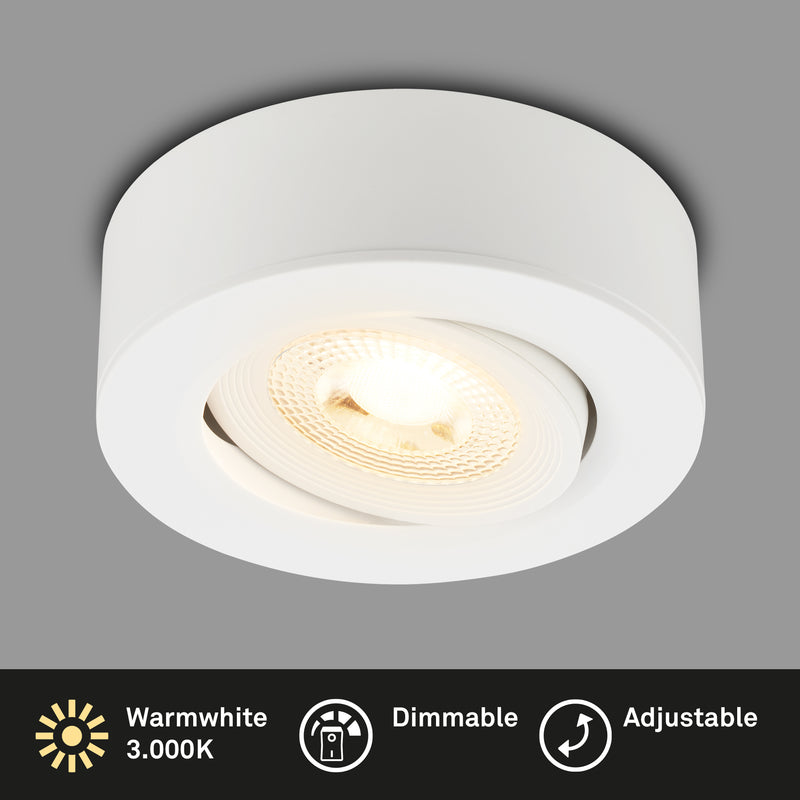 BRILONER Leuchten Aufbauleuchte LED dimmbar flach weiß
