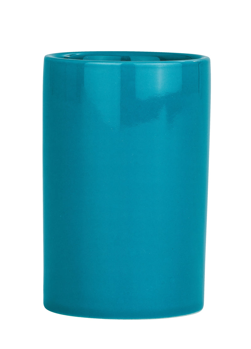 WENKO Polaris Zahnputzbecher petrol türkis Keramik, stehend Ø 7,5 cm
