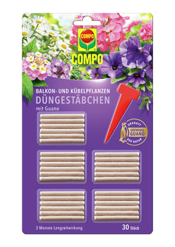 COMPO Balkon- und Kübelpflanzen Düngestäbchen mit Guano 30 Stk außen
