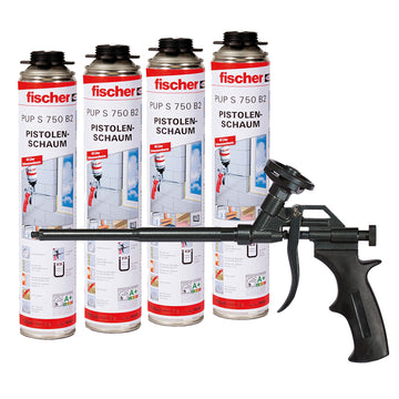 FISCHER PU-Aktionspaket: 4x Pistolenschaum 750 ml inkl. Pistole