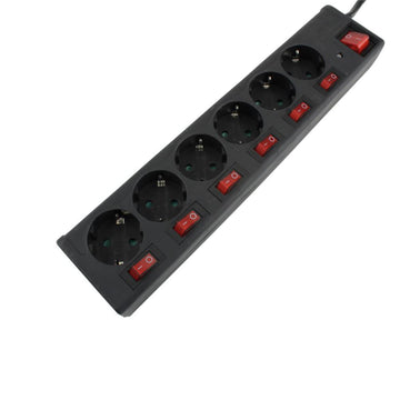UNITEC Steckdosenleiste 6-fach, schwarz, 1,4 m Kabel, 7 Schalter