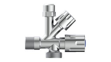 Schütte Geräte-Eckventil verchromt 1/2" AG x 3/4" AG x 3/8" AG x 10 mm Q
