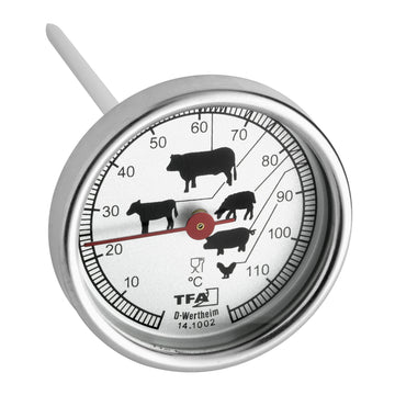 TFA Bratenthermometer silber mit Edelstahlsonde und analoger Anzeige