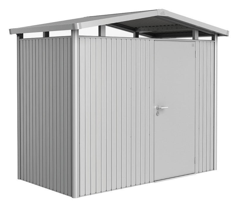 Biohort Gerätehaus Panorama P1 (273 × 158 × 227 cm) Silber-metallic Standardtür