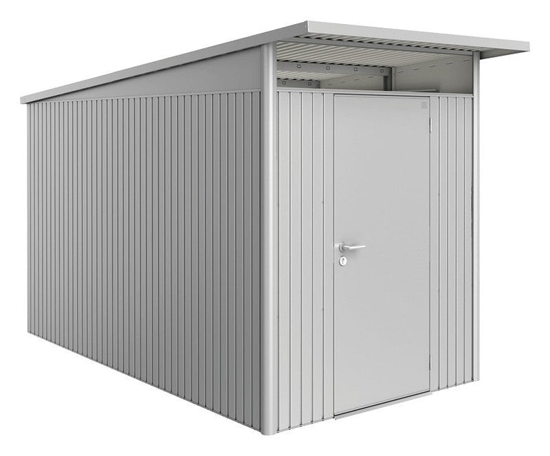 Biohort Gerätehaus AvantGarde A4 (180 × 380 × 222 cm) Silber-metallic Standardtür · AvantGarde