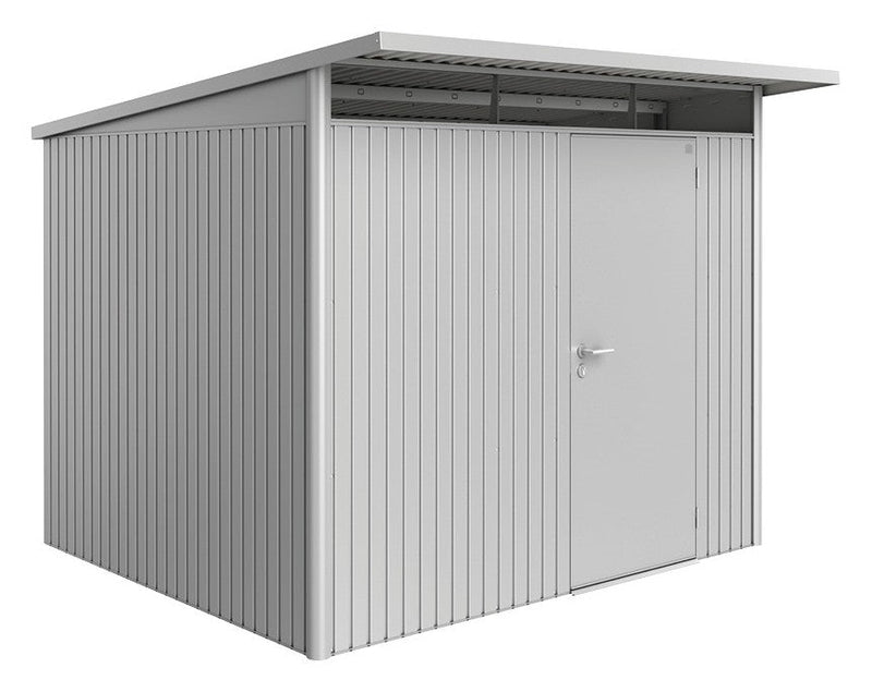 Biohort Gerätehaus AvantGarde A6 (260 × 260 × 218 cm) Silber-metallic Standardtür · AvantGarde