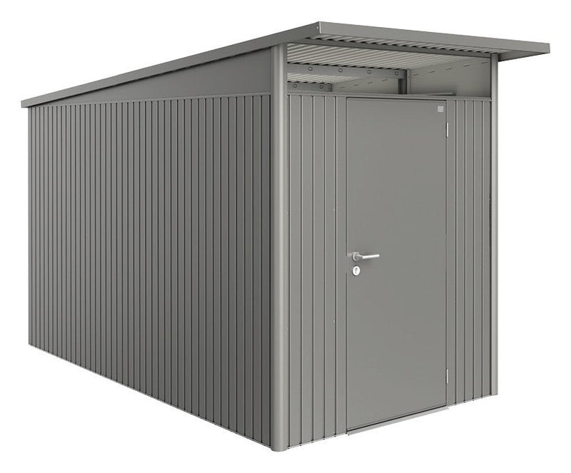Biohort Gerätehaus AvantGarde A4 (180 × 380 × 222 cm) Quarzgrau-metallic Standardtür · AvantGarde