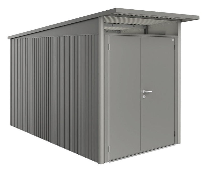 Biohort Gerätehaus AvantGarde A4 (180 × 380 × 222 cm) Quarzgrau-metallic Doppeltür · AvantGarde