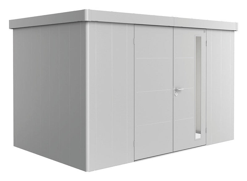 Biohort Gerätehaus Neo – Ansicht, 2D silber DT