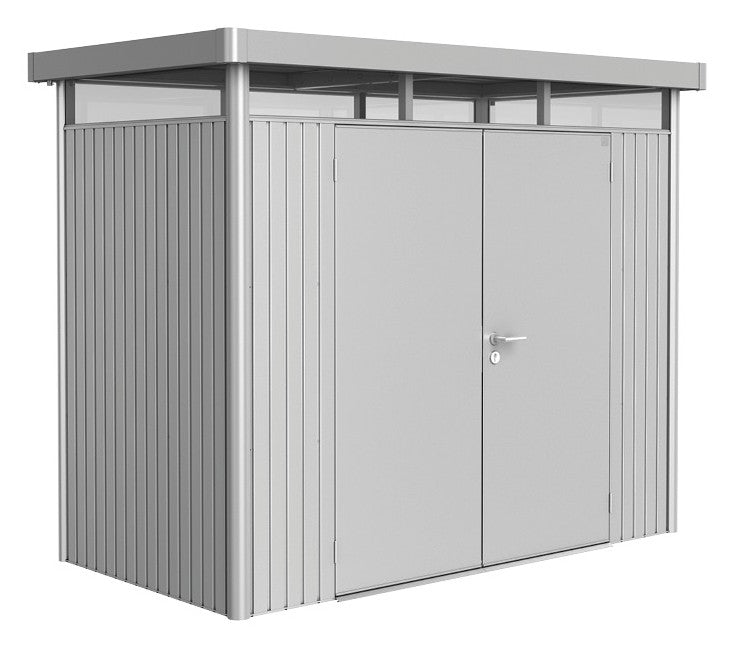 Biohort Gerätehaus HighLine H1 (275 × 155 × 222 cm) Silber-metallic Doppeltür