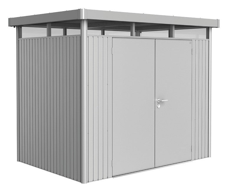 Biohort Gerätehaus HighLine – Ansicht, H2 silber DT