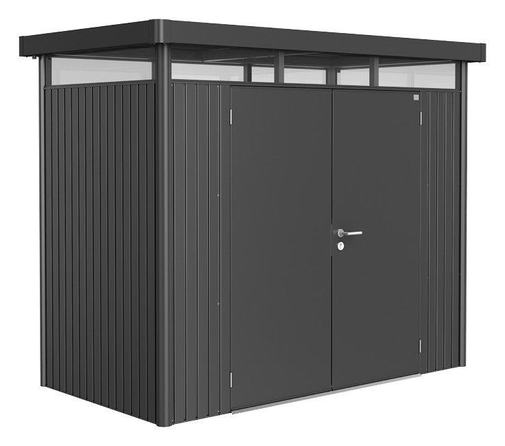 Biohort Gerätehaus HighLine H1 (275 × 155 × 222 cm) Dunkelgrau-metallic Doppeltür