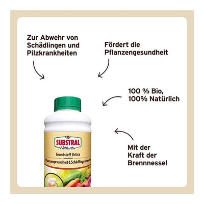 Substral Naturen Bio Grundstoff Urtica Konzentrat unterstützt Pflanzengesundheit, Schädlingsabwehr + Befallminderung 1 L