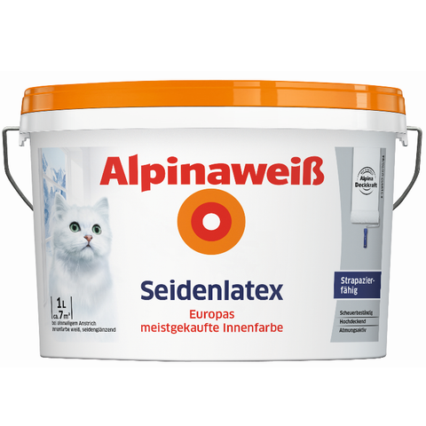 Alpinaweiss 1 Liter Seidenlatex Weiss