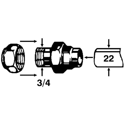 cu-rohrverschraubung 22 mm x 3/4"