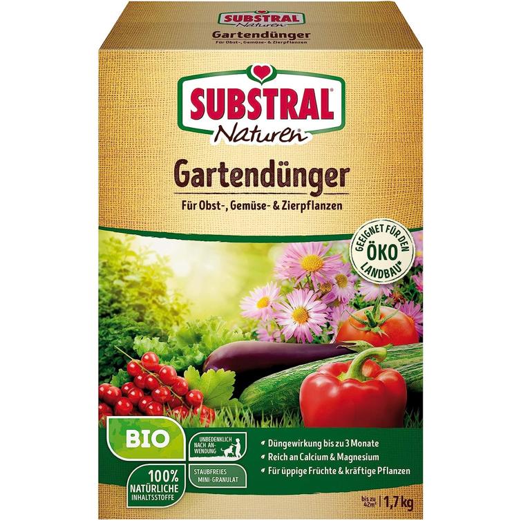 Substral Naturen BIO Garten, natürlicher Universal-Dünger für Obst, Gemüse und Zierpflanzen, düngt 3 Monate, 1,7kg