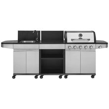 JUSTUS GASGRILL-KÜCHE JUNO MIT EDELSTAHLSPÜLE, EDELSTAHL-GRILL MIT 5+1 BRENNER & 70X42CM GRILLFLÄCHE