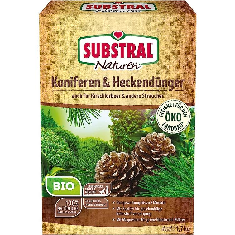 Substral Naturen Bio Koniferen- und Heckendünger, Organisch-mineralischer Volldünger für Nadelgehölze und Hecken, 1,7 kg