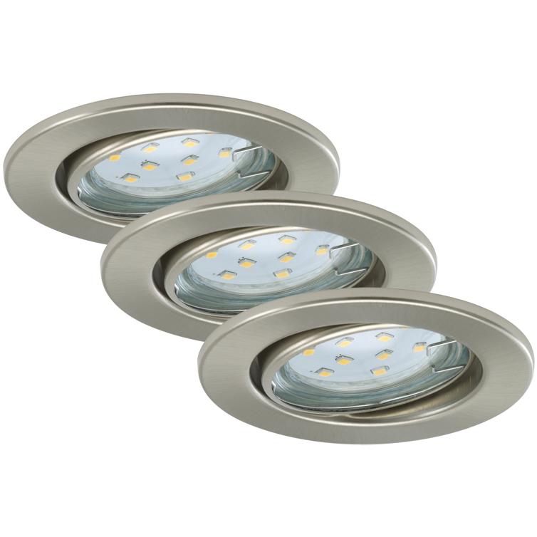 einbauleuchte 3er led gu10 3w nickel