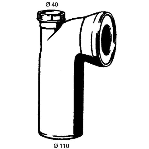 wc-anschluß 90° 40mm m. zusatzanschluss