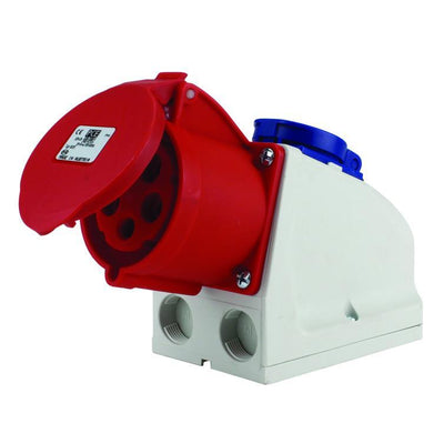 wandsteckdose 1xschuko 1xcee 32a rot