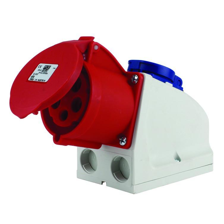wandsteckdose 1xschuko 1xcee 32a rot