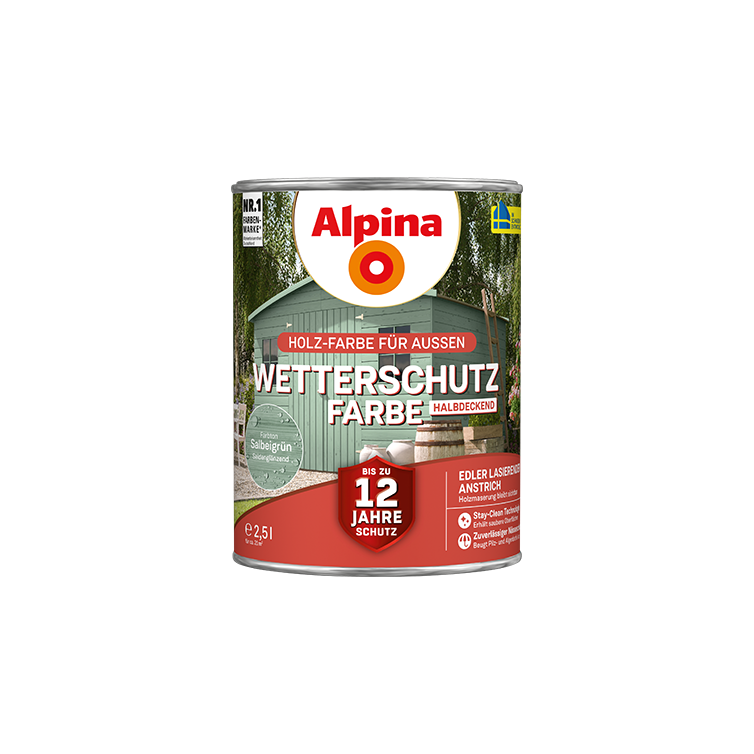 Wetterschutzfarbe salbeigrün 2,5l Halbdeckend